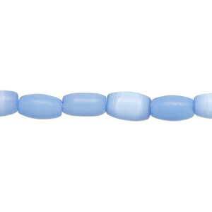 Bead, fiber optic glass, pkg/14 inch, opaque blue, 9x6mm center-drilled oval.