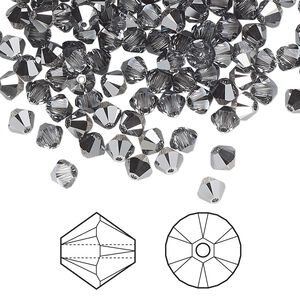 Bead 1440pk crystal light chrome, Swarovski&reg; 4mm XILION bicone 5328