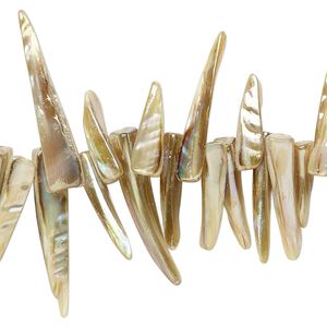 Mother-of-pearl shell 1pkg1, top-drilled talon bead 15 inch tan AB 18x1mm-33x4mm