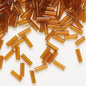 Bead, Preciosa Ornela Czech glass, bugle bead, pkg/500g, 1/4 inch, transparent dark topaz, (10090).