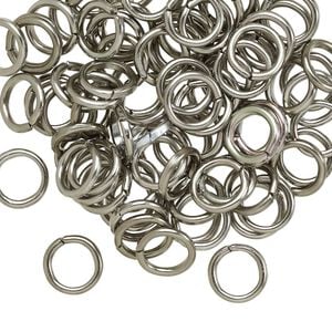 Jump ring 1pkg100 aluminum, 8mm round, 16 gauge / 5.4mm inside diameter / metallic grey