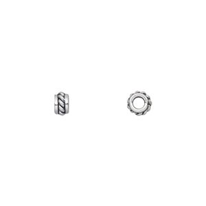 Bead 1pkg20 sterling silver, 5x3mm rondelle, antiqued