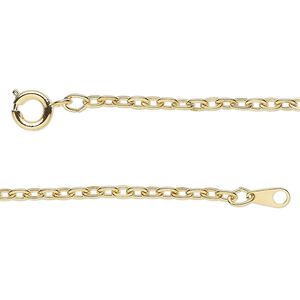 Chain 1pkg1 cable, 2.3mm flat / springring clasp, gold-finished steel 18 inch