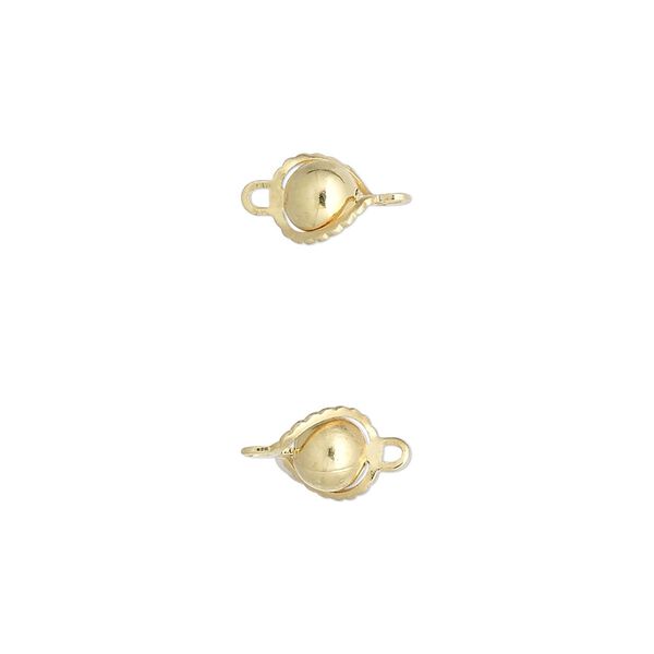 Link, gold-plated brass, 5mm wrapped round. Sold per pkg of 100. image number 0