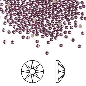 Flat back 144pk dark rose foil back, Crystal Passions&reg; 1.7 to 1.9mm rose round SS5 2058