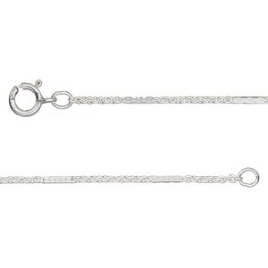 Chain 1pkg1 sterling silver bar & link, 1.4mm dapped / springring clasp, Gossamer&trade; 16 inch