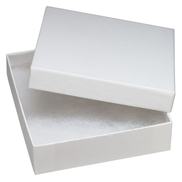 Box 1pkg6, paper and "cotton" filled, white, 3-1/2 x 3-1/2 x 1 inches textured square image number 0