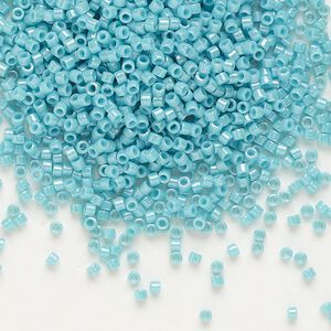Seed bead, Delica&reg;, glass, pkg/7.5g, #11 round, opaque glazed luster turquoise green (DB-0217).