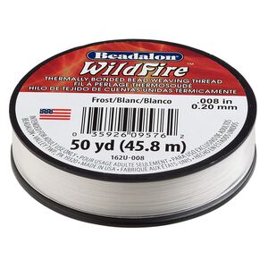 Thread, Beadalon&reg; WildFire&trade;, polyester 1pkg1, frost, 0.2mm with bonded coating, 12-pound test, 50-yard spool.