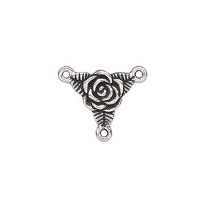 Connector, TierraCast&reg;, antique silver-plated pewter, 14mm double-sided Y-connector with trinity rose triangle design. Sold per pkg of 20.
