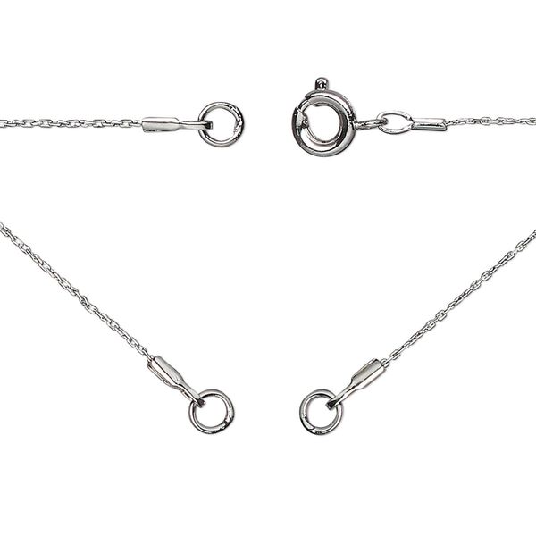 Chain 1pkg1 silver-plated cable, 0.7mm twisted necklace component / 3.5mm jump ring / springring clasp, brass 18 inch image number 0
