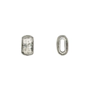Bead, TierraCast&reg;, antiqued pewter (tin-based alloy), 10x5.5mm flattened hammered barrel. Sold per pkg of 20.