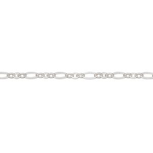 Chain 1pkg1 silver-plated figaro, 2.5mm, brass 5 foot unfinished