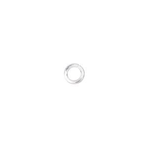Jump ring 1pkg50 silver-plated, 6mm round / square wire, 18 gauge / 4mm inside diameter / brass