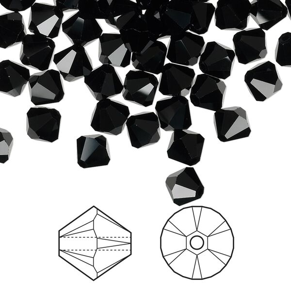 Bead 24pk jet, Crystal Passions&reg; 6mm bicone 5328 image number 0