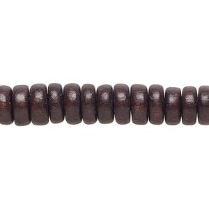 Bead 1pkg1, Taiwanese cheesewood (dyed / waxed), chocolate brown, 8x4mm rondelle, 15-1/2 to 16 inches.