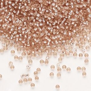 Seed bead, Preciosa Ornela Czech glass, pkg/500g, #11 rocaille, translucent solgel dyed silver-lined champagne, (78111).