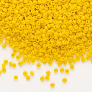 Seed bead, Dyna-Mites&trade;, glass, pkg/40g, #11 round, opaque dark yellow, (732 11/0 RR).