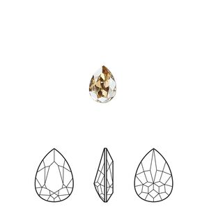 Fancy stone 180pk crystal golden shadow foil back, Swarovski&reg; 8x6mm pear 4320