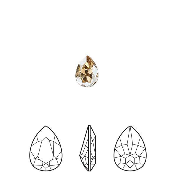 Fancy stone 180pk crystal golden shadow foil back, Swarovski&reg; 8x6mm pear 4320 image number 0