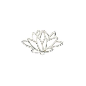 Component, Amoracast&reg;, sterling silver, 18x11mm double-sided lotus with cutout. Sold individually.