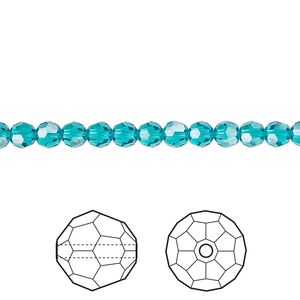 Bead 12pk blue zircon, Crystal Passions&reg; 4mm round 5000