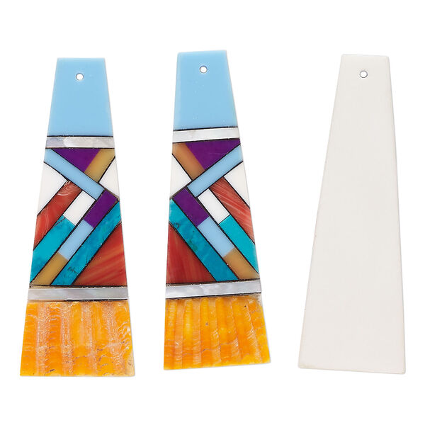 Multi-shell 1pkg2, left- and right-facing trapezoid focal multi-colored 40x14mm image number 0