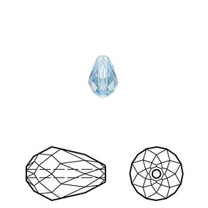 Bead 24pk aquamarine, Crystal Passions&reg; 9x6mm teardrop 5500