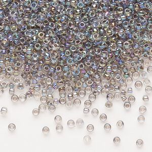 Seed bead, Dyna-Mites&trade;, glass 1pkg0.5kg, #11 round, translucent inside dyed color rainbow peacock (323 11/0 RR)