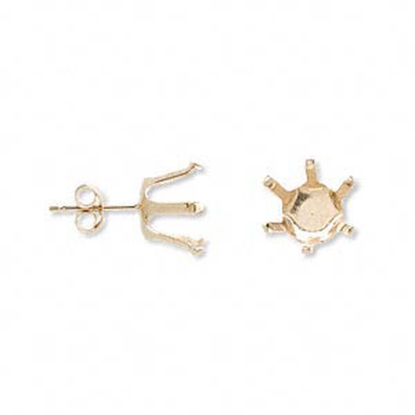 Earstud 1pkg2 Snap-Tite&reg; 14Kt gold, 10mm round 6-prong setting / earnuts, 1 pair image number 0