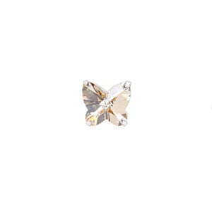 Sew-on 1pk honey silver plate, Preciosa Czech crystal 10mm spacer butterfly