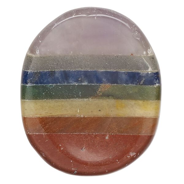 Multi-gemstone 1pkg1, oval worry stone 35x25mm image number 0