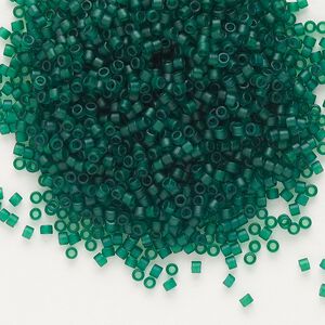 Seed bead, Delica&reg; 1pkg7.5g glass, #11 round, translucent matte emerald green / outside dyed (DB-0776)