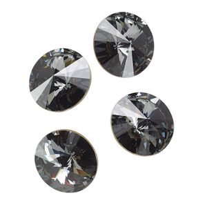 Chaton 48pk crystal silver night foil back, Crystal Passions&reg; 14mm rivoli 1122