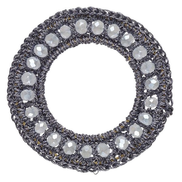 Focal, glass / nylon / steel, dark grey, 48mm open round. Sold per pkg of 2. image number 0