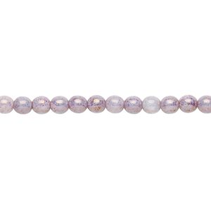 Bead, Czech glass druk, opaque mauve granite, 4mm round. Sold per 15-1/2" to 16" strand.