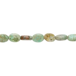 Turquoise 1pkg1, flat oval bead 15 inch 6x5mm-7x6mm