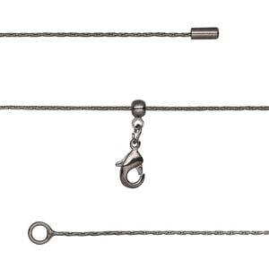 Chain 1pkg1 beading, 0.7mm / lobster claw clasp, black-finished brass adjustable 16-23.5 inch