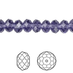 Bead 288pk tanzanite, Swarovski&reg; 8x6mm rondelle 5040
