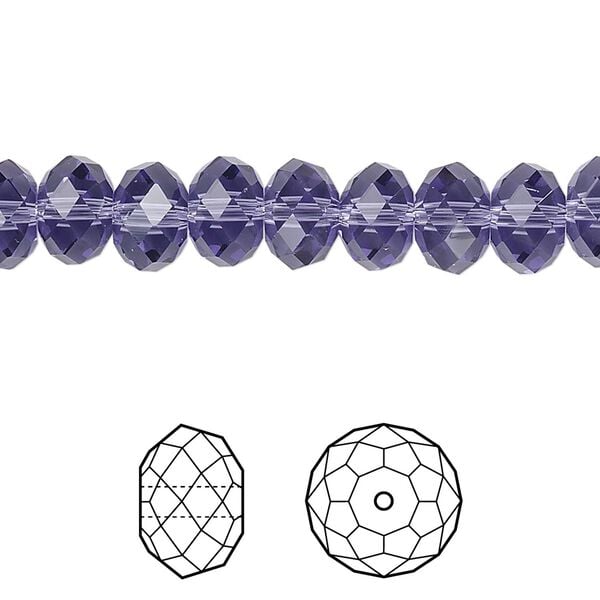 Bead 288pk tanzanite, Swarovski&reg; 8x6mm rondelle 5040 image number 0