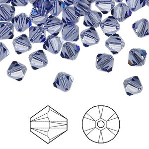 Bead 24pk tanzanite, Crystal Passions&reg; 6mm bicone 5328