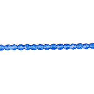 Bead, Czech fire-polished glass, light cobalt, 3mm faceted round. Sold per pkg of 1,200 (1 mass).
