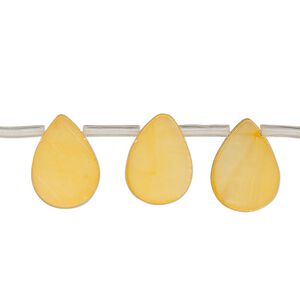 Mother-of-pearl shell 1pkg1, top-drilled flat teardrop bead 13 inch orange 13x3mm-14x9mm