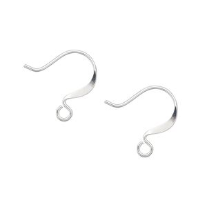 Ear wire fishhook 1pkg500 silver-plated, 15mm flat / open loop, 21 gauge brass 250 pair