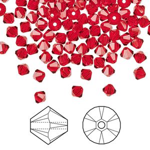 Bead 1440pk light Siam, Crystal Passions&reg; 4mm bicone 5328
