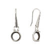 Earring fishhook 1pkg2 sterling silver, 29mm / fancy dot design / 8mm round 2-prong open back cab setting, 20 gauge antiqued 1 pair image number 0