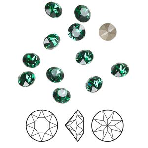 Chaton 12pk majestic green foil back, Crystal Passions&reg; 6.14-6.32mm round SS29 1088