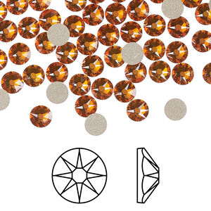 Flat back 1pkg144 dark orange (HICT) foil back, Crystal Passions&reg; 4.6-4.8mm rose round SS20 2088