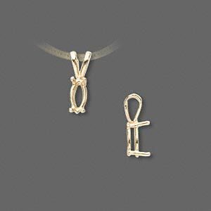 Pendant, Sure-Set&trade;, 14Kt gold, 8x4mm with 4-prong marquise basket setting. Sold individually.