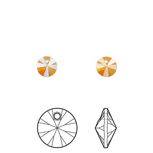 Drop 1pkg720 dark orange TCF&trade;, Swarovski&reg;, 6mm pendant mini round disc 6428
